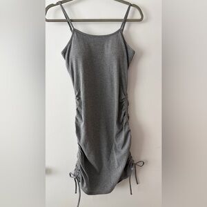 New Gray Sleeveless Ruched Dress